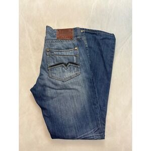 Addicted‎ Soul Motors Denim Jeans Blue Distressed Motorcycle Biker Size 32